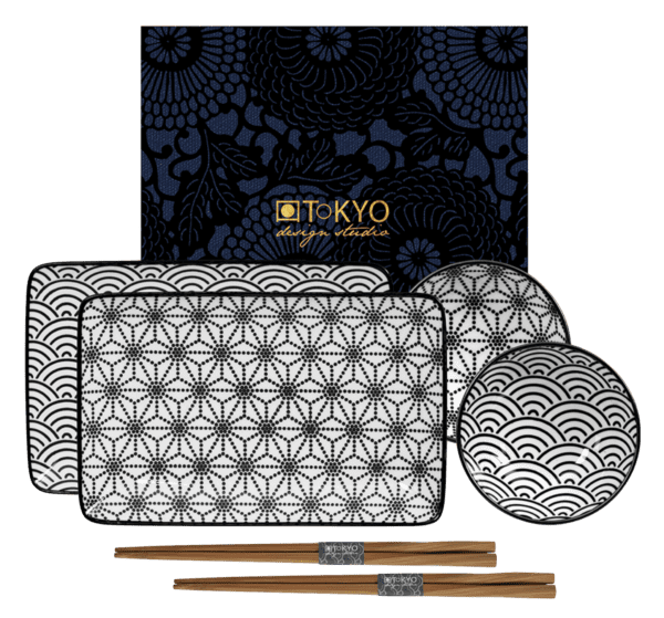 TOKYO DESIGN - COFFRET BOLS ET ASSIETTES NOIRS ET BLANCS